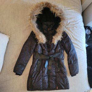 RUDSAK Black Long Winter Coat with Real Fur